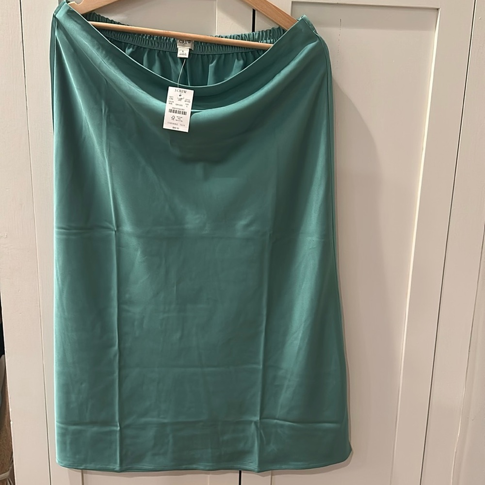 J crew factory large skirt teal satin nwt